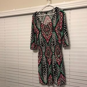 long sleeve colorful dress